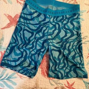 Under Armour Blue Athletic Shorts with Abstract Pattern